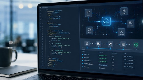 EDI and API integration dashboard with code for system-driven freight workflows